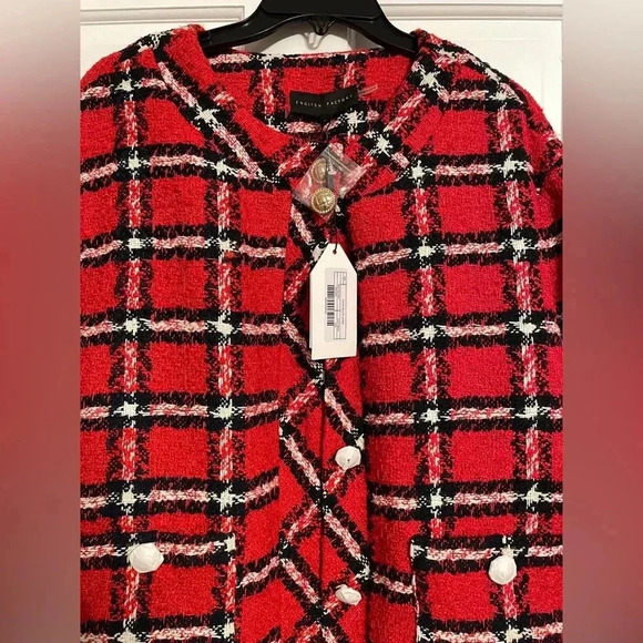 NWT English Factory Plaid Boucle Jacket - Picture 4 of 7